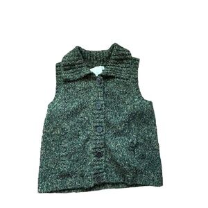 Christopher & Banks Green Knit Sweater Vest Button Up Sleeveless Cardigan L